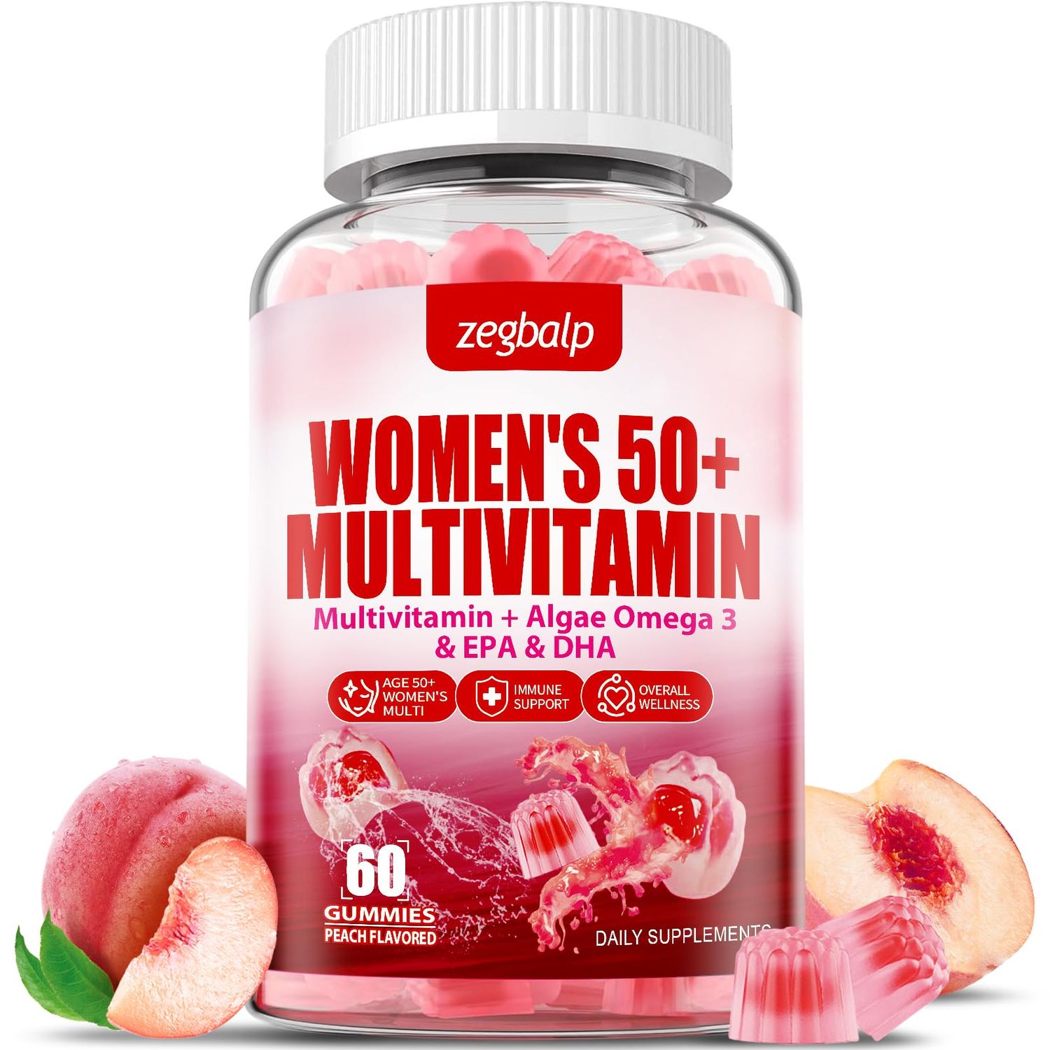 Sugar-Free Womens Multivitamin 50 Plus Gummies With Calcium, Magnesium, Zinc, Vitamin A, C, D3, E, K2, B Complex, Folate, Biotin - Multi Vitamins Minerals For Skin, Energy, Eye, Immune Support