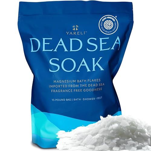 Yareli Magnesium Flakes, 15lb, Dead Sea Bath Foot Soak, Alternative to Epsom Salt with Over 800,000mg of Magnesium Chloride Per Bag