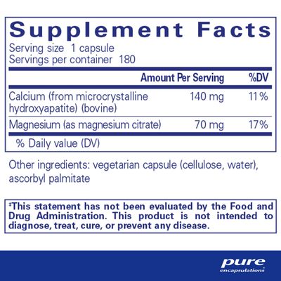 Pure Encapsulations Calcium MCHA with Magnesium Hypoallergenic Dietary Supplement for Bone Support 180 Capsules