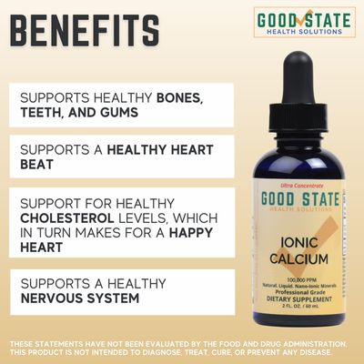 Good State Liquid Ionic Calcium Ultra Concentrate - 10 Drops Equals 50 Mg - 100 Servings Per Bottle 1.6fl. oz