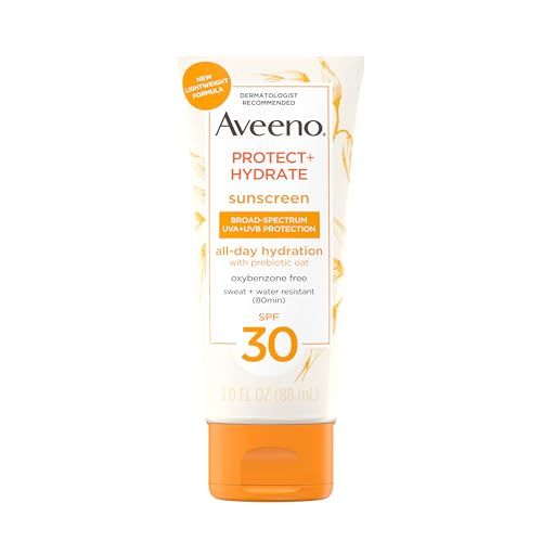Aveeno Protect Hydrate Moisturizing Body Sunscreen Lotion with Broad Spectrum SPF 30 Prebiotic Oat, Weightless Refreshing Feel, Paraben-Free, Oil-Free, Oxybenzone-Free, 3.0 fl. oz