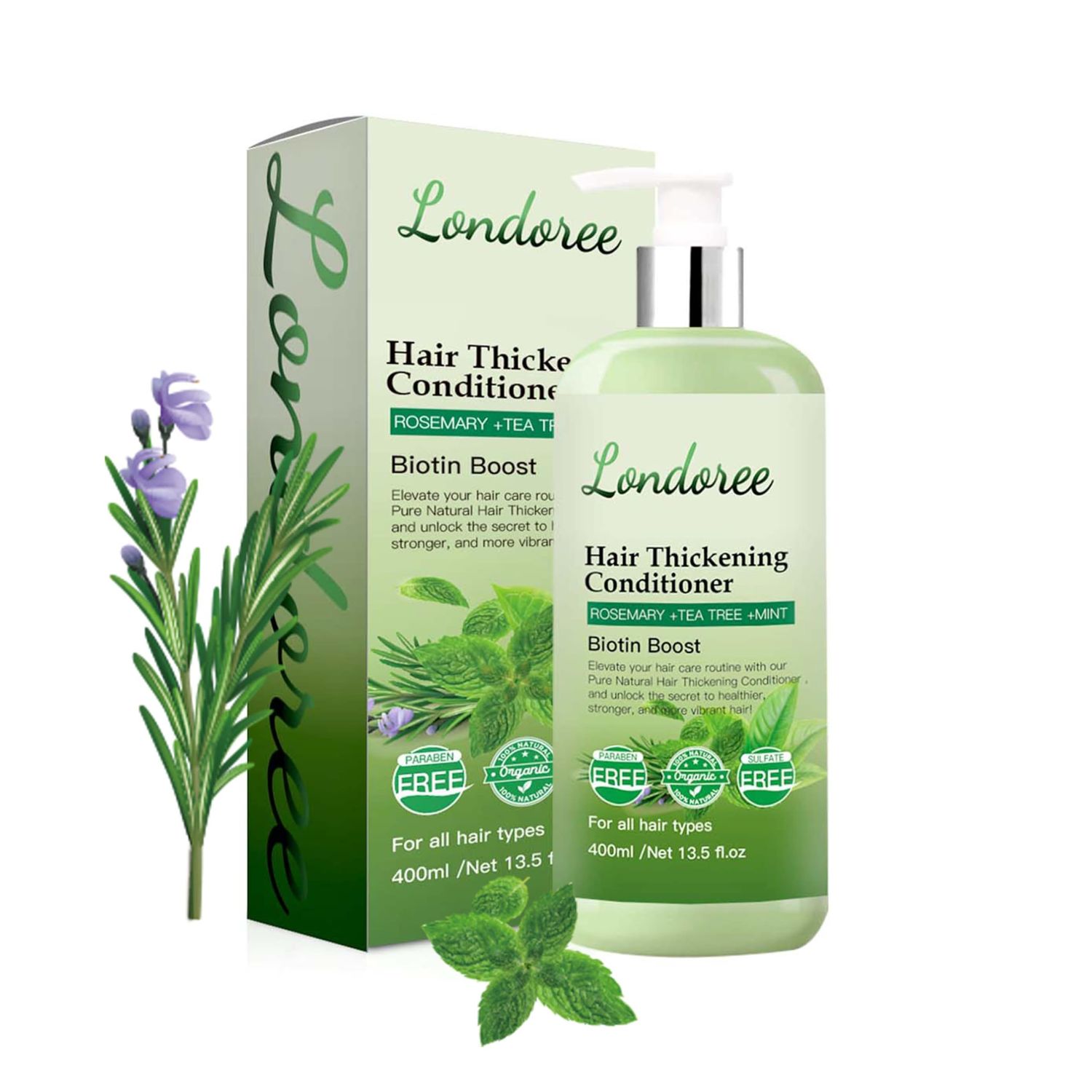 Rosemary Hair Growth Conditioner - Thickening Re-Growth Formula for Men Women,13.5 fl OZ (400ml) Mint Strengthening Rosemary Conditioner with Tea Tree For Hair Loss (Rosemary Conditioner)