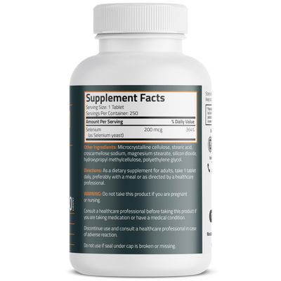 Bronson Selenium 200 mcg Immune Antioxidant Support Essential Mineral, 250 Vegetarian Tablets