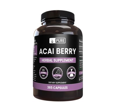 PURE ORIGINAL INGREDIENTS Acai Berry (365 Capsules) No Magnesium Or Rice Fillers, Always Pure, Lab Verified