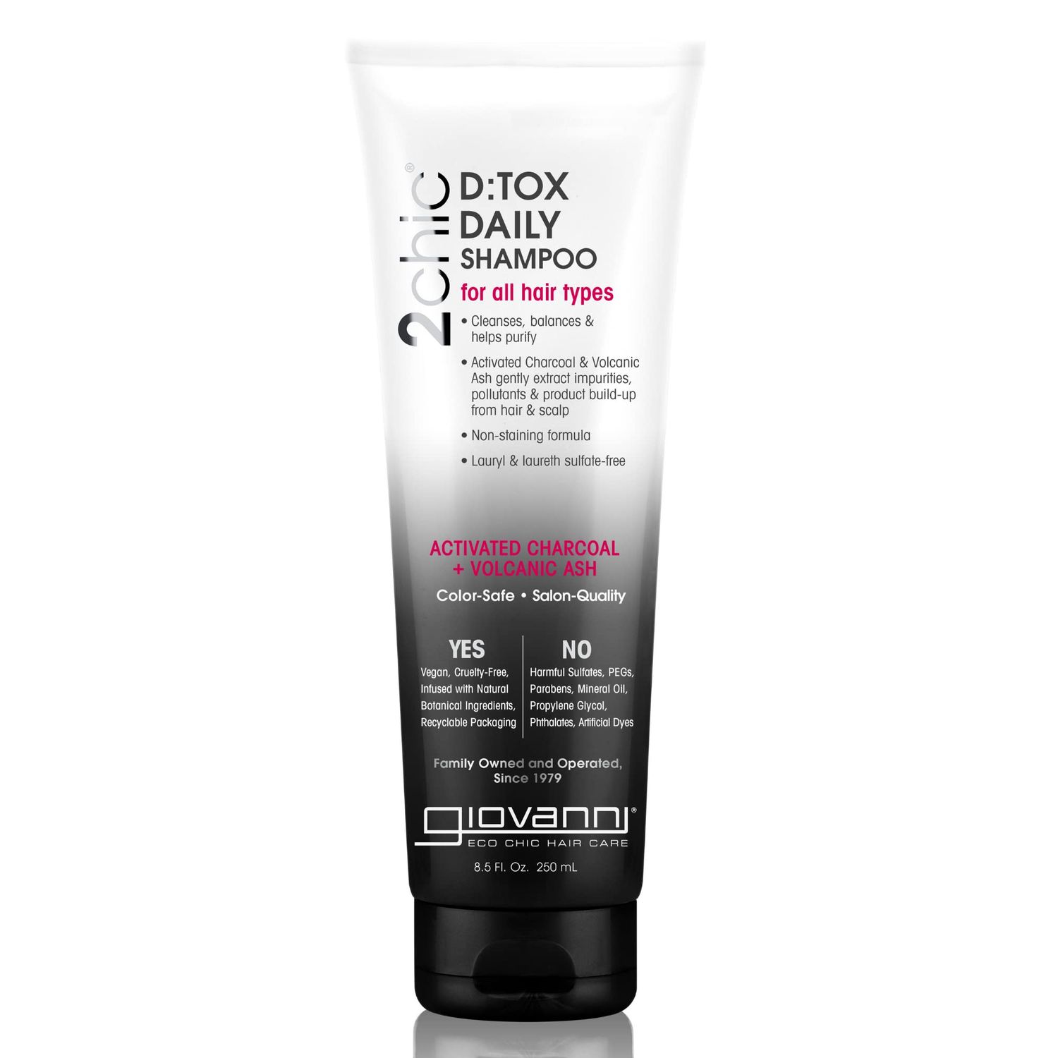 GIOVANNI D:tox Daily Shampoo - Activated Charcoal, Super-Antioxidants Acai Goji Berry - 8.5 oz