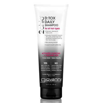 GIOVANNI D:tox Daily Shampoo - Activated Charcoal, Super-Antioxidants Acai Goji Berry - 8.5 oz