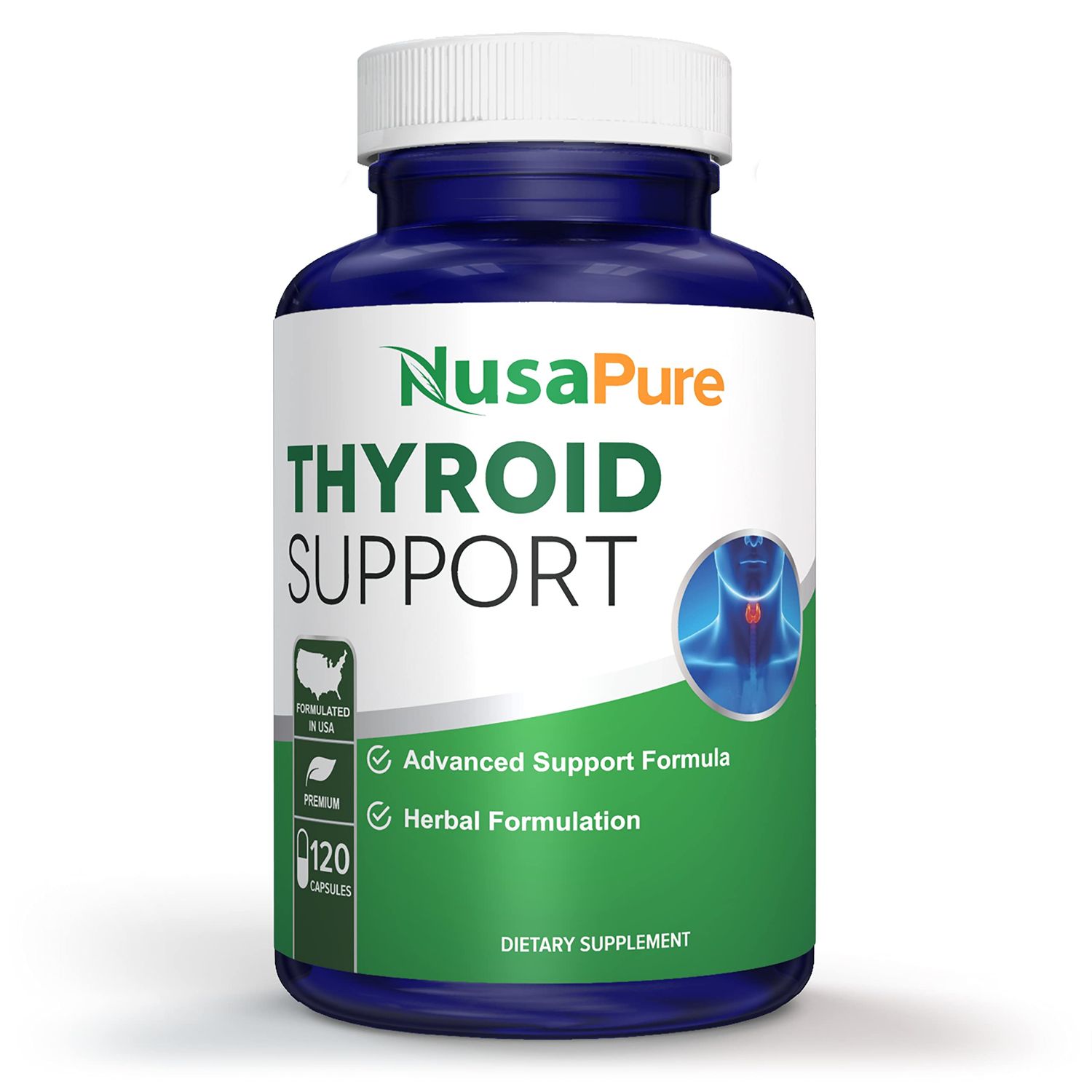 NusaPure Thyroid Support Supplement (Non-GMO) 120 caps, Ashwaganda, Iodine, Zinc, kelp, Vitamin B12, L-Tyrosine, Selenium, Copper