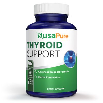 NusaPure Thyroid Support Supplement (Non-GMO) 120 caps, Ashwaganda, Iodine, Zinc, kelp, Vitamin B12, L-Tyrosine, Selenium, Copper