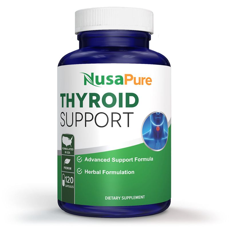 NusaPure Thyroid Support Supplement (Non-GMO) 120 caps, Ashwaganda, Iodine, Zinc, kelp, Vitamin B12, L-Tyrosine, Selenium, Copper