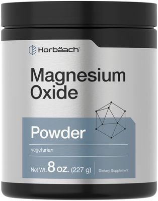 Horb ach Magnesium Oxide Powder 400mg 8 Ounces (227 g) Vegetarian, Non-GMO, and Gluten Free Supplement