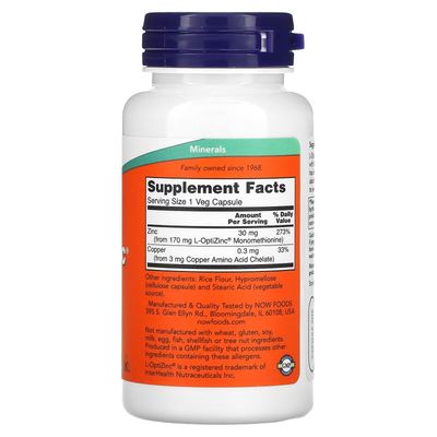 Now Foods: L-Optizinc Immune Support 30 mg, 100 Caps (2 pack)