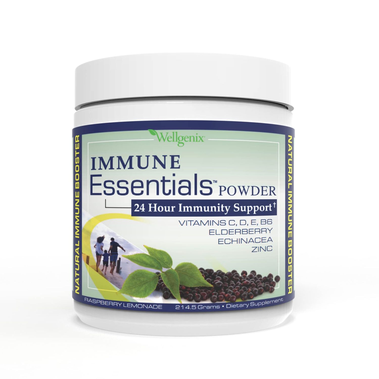 Wellgenix Immune Essentials - Multivitamin Powder for Men, Women Kids - Vegan Supplement with Vitamins C, D Elderberry Zinc, Echinacea for Toddler, Kid Adult - 7.57g (Raspberry Lemonade)