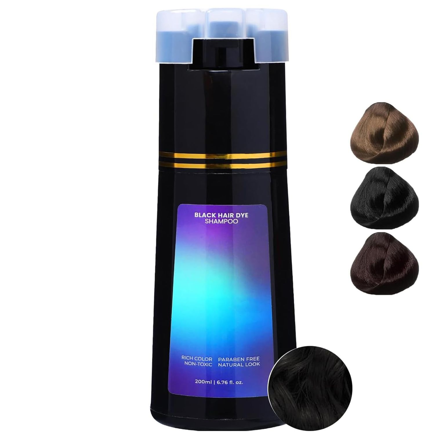 POLAR HAIR Dye Shampoo, Shampoo for Gray Hair, Care Instant (6.76 Fl Oz Black)
