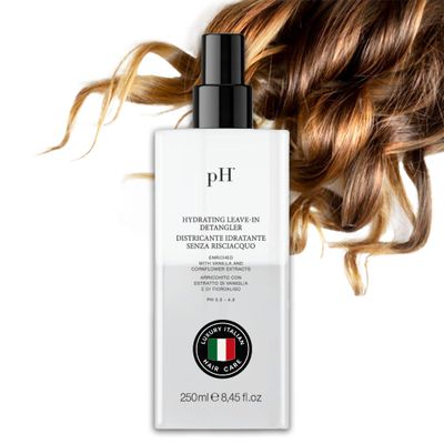 pH PURE HAIR Leave-In Detangler Spray - Curly Hair Detangler with Vanilla Iris - Lightweight Curl Conditioner Moisturizer for Shine, Frizz Control Softness - Italian Luxury Hair Care - 8.45 Oz