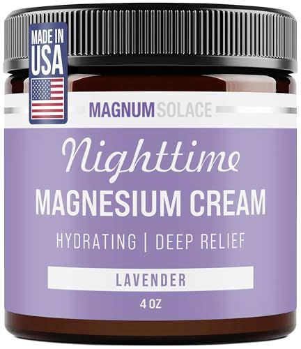 Magnesium Lotion - Nighttime Magnesium Cream - Apply to Legs, Arms or Chest - Topical Magnesium Chloride - USA Made and Safe for Kids (Lavender)