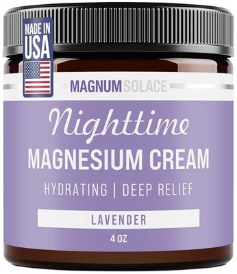 Magnesium Lotion - Nighttime Magnesium Cream - Apply to Legs, Arms or Chest - Topical Magnesium Chloride - USA Made and Safe for Kids (Lavender)