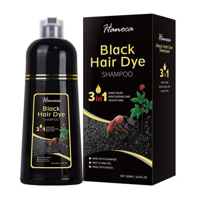 Hanoca Dark Brown Hair Dye Shampoo for Gray Hair, 500ml 3 in 1 Herbal Shampoo Para Canas Mujer Dye for Women Men, Color Shampoo