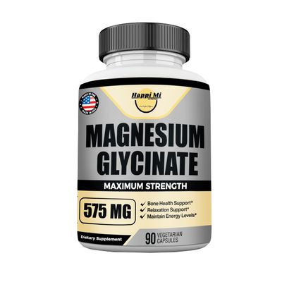 Happi Mi Nutrition Magnesium Glycinate 575mg per Serving, Essential Mineral Supplements, Muscle Bone Health Support, Promote Relaxation Balance Mood, Non-GMO - 90 Vegan Capsule 45 Servings