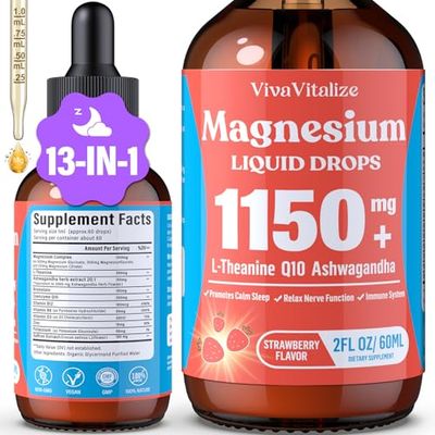 Magnesium Glycinate Liquid, Triple Magnesium Complex Liquid Drop, Magnesium Taurate Citrate Liquid for Adults Calm Stress Support, Muscle Relaxation, Good Sleep