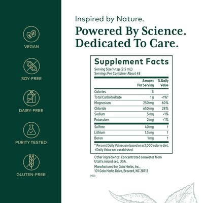 Gaia Herbs Pro Liquid Magnesium with Trace Minerals - Cellular Energy DNA Production Support Supplement - Liquid Health Supplement with Boron Lithium Potassium - 4 fl oz (48 Servings)