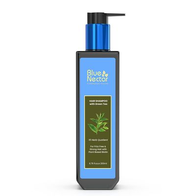 Blue Nectar Anti Frizz Hair Shampoo for Dry Frizzy Hair Natural Biotin Shampoo for Women Men (15 herbs, 6.76 Fl oz)