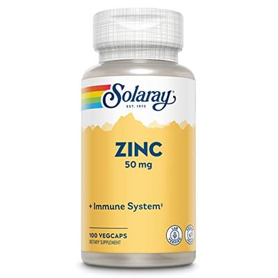 Solaray Zinc 50mg Immune Support Capsules, 100 Count, Vegan, Pumpkin Seed