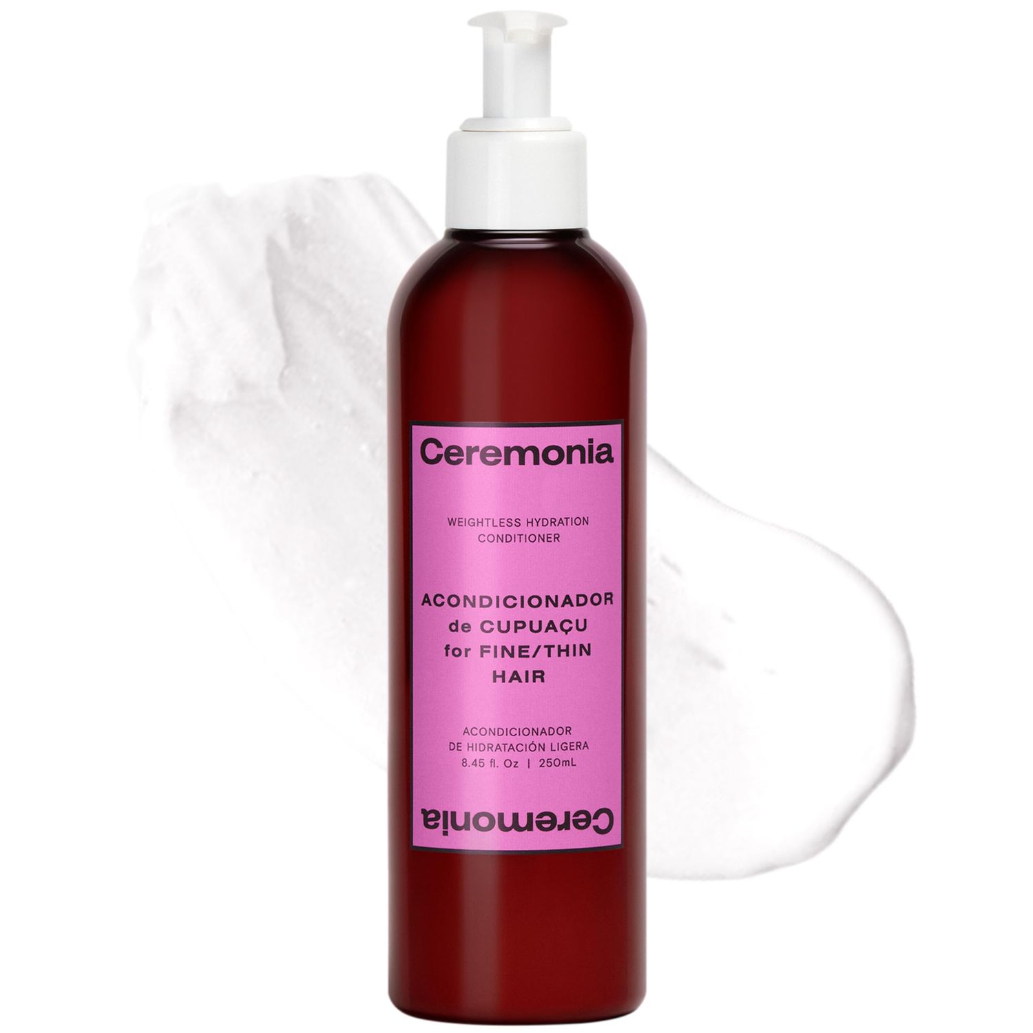 Ceremonia Weightless Hydration Conditioner with Vegan Keratin, Cupua u Butter Castor Oil for FineThin Hair, 8.45 Fl Oz 250 mL