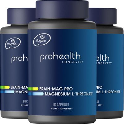 Magnesium L-Threonate Supplement (Magtein), 90 Capsules Clinically Supported for Brain Health Optimize Learning, Memory Focus 3rd Party Tested (3 Pack)