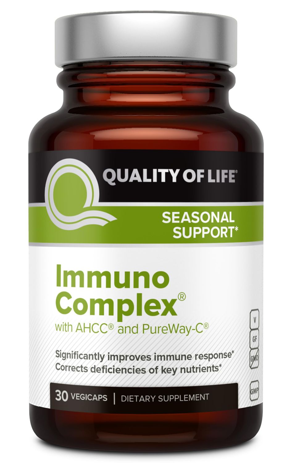 Quality of Life Premium AHCC Complex - ImmunoComplex Includes AHCC Mushroom Extract, Vitamin C, Vitamin D3, Copper, Zinc