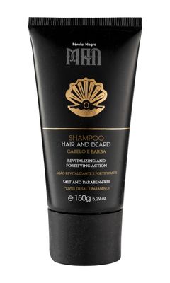 P rola Negra Shampoo Hair and Beard for men, Revitalizing and Fortifying Action, Salt and Paraben-Free 5.29 oz