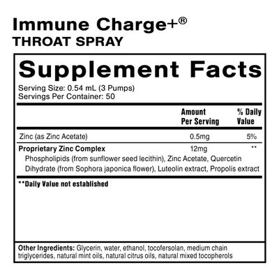 Quicksilver Scientific Immune Charge Zinc Throat Spray - Immune Support Liquid Zinc Supplement with Quercetin - 'Throat Coat' with Liposomal Absorption Technology (0.9 fl oz 27ml)