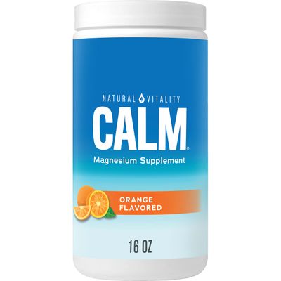 Natural Vitality Calm, Magnesium Citrate Supplement, Anti-Stress Drink Mix Powder, Gluten Free, Vegan, Non-GMO, Orange, 16 oz