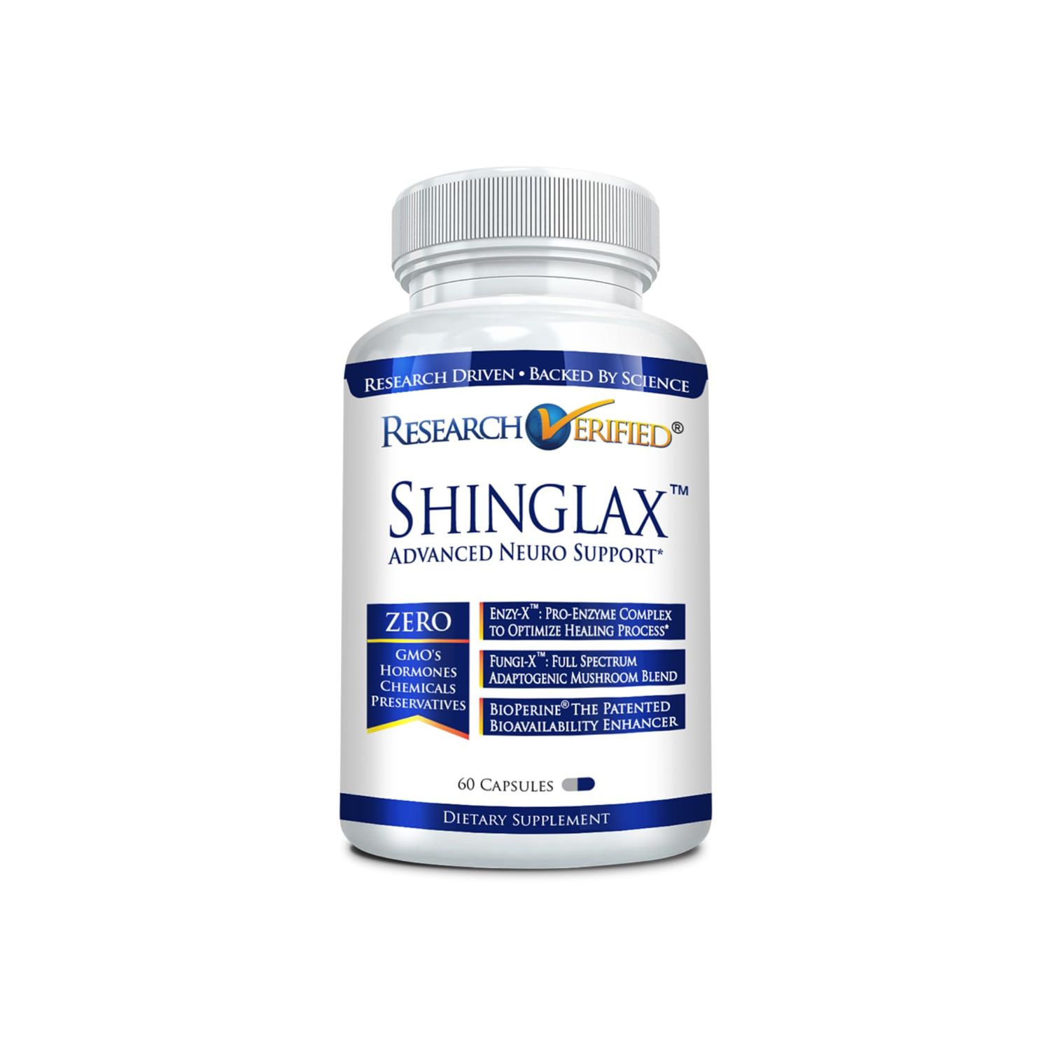 Research Verified Shinglax - Lemon Balm, Proteolytic Enzymes, Mushroom Complex, Vitamin B Complex, Oregano, Zinc - GMO Free, Made in USA - 60 Capsules (Pack of 1)