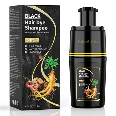Lazibudgha Black Hair Dye Shampoo, 3 in 1 hair dye for women, Champu para canas - Herbal Ingredients Natural Plant for Grey Hair in Minutes 12.3 FL OZ(black)