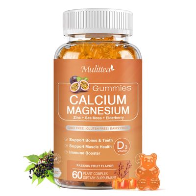 Calcium Gummies with D3,Zinc - Plant Complex Calcium Magnesium Supplement with Glycinate,Potassium,Vitamin C Whole Natural Food for Bone Immune Support- Chewable Gummy Sugar-Free -(1pack)
