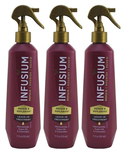 INFUSIUM LEAVE-IN TREATMENT Repair Replenish, Nourish, Renew Spray with Niacinamide, Argan Oil, Ceramides, 11 FL OZ (3 Pack)