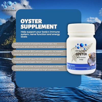 New Zealand Oyster Extract Powder - 500mg x 100 Capsules - Zinc Supplement Pills for Men and Women - Supports Immune Health, Energy and Nerve Function w Green Lipped Mussel