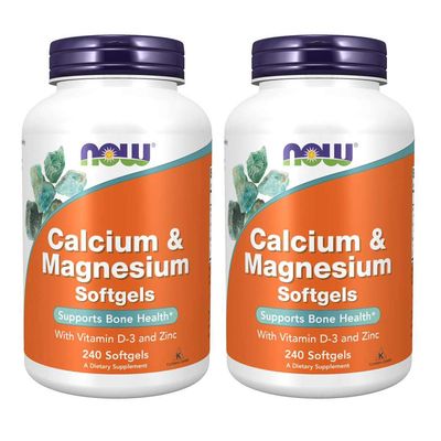 NOW Foods Calcium Magnesium, 240 Softgel (2 Pack)
