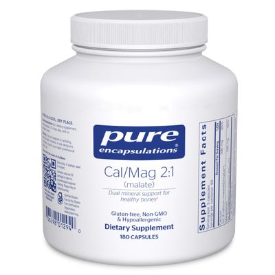 Pure Encapsulations CalMag (Malate) 2:1 - Calcium Magnesium (Malate) - Bone Health Supplement - Optimal Absorption - Vegan Gluten Free - 180 Capsules