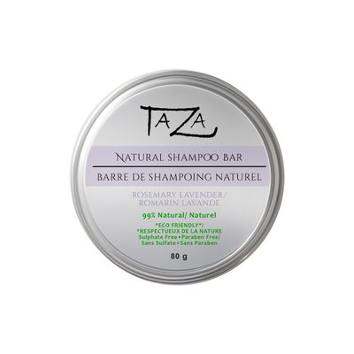 Taza Premium Natural Rosemary Lavender Shampoo Bar (80 g), Contains Coconut Oil, Hydrolyzed Oat Protein, Panthenol