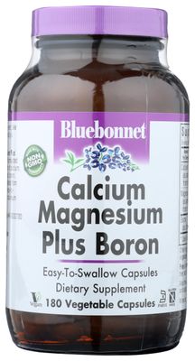 BlueBonnet Calcium Magnesium Plus Boron Vegetarian Capsules, Off-White, 180 Count