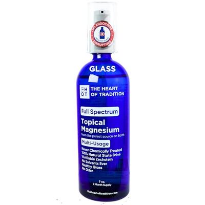 Full Spectrum Transdermal Magnesium Oil - Magnesium Spray in Healthy Glass Certified Zechstein Magnesium Chloride and Trace Minerals (7 fl oz)