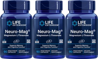 Life Extension Neuro-mag Magnesium L-threonate, 90 Count (Pack of 3)
