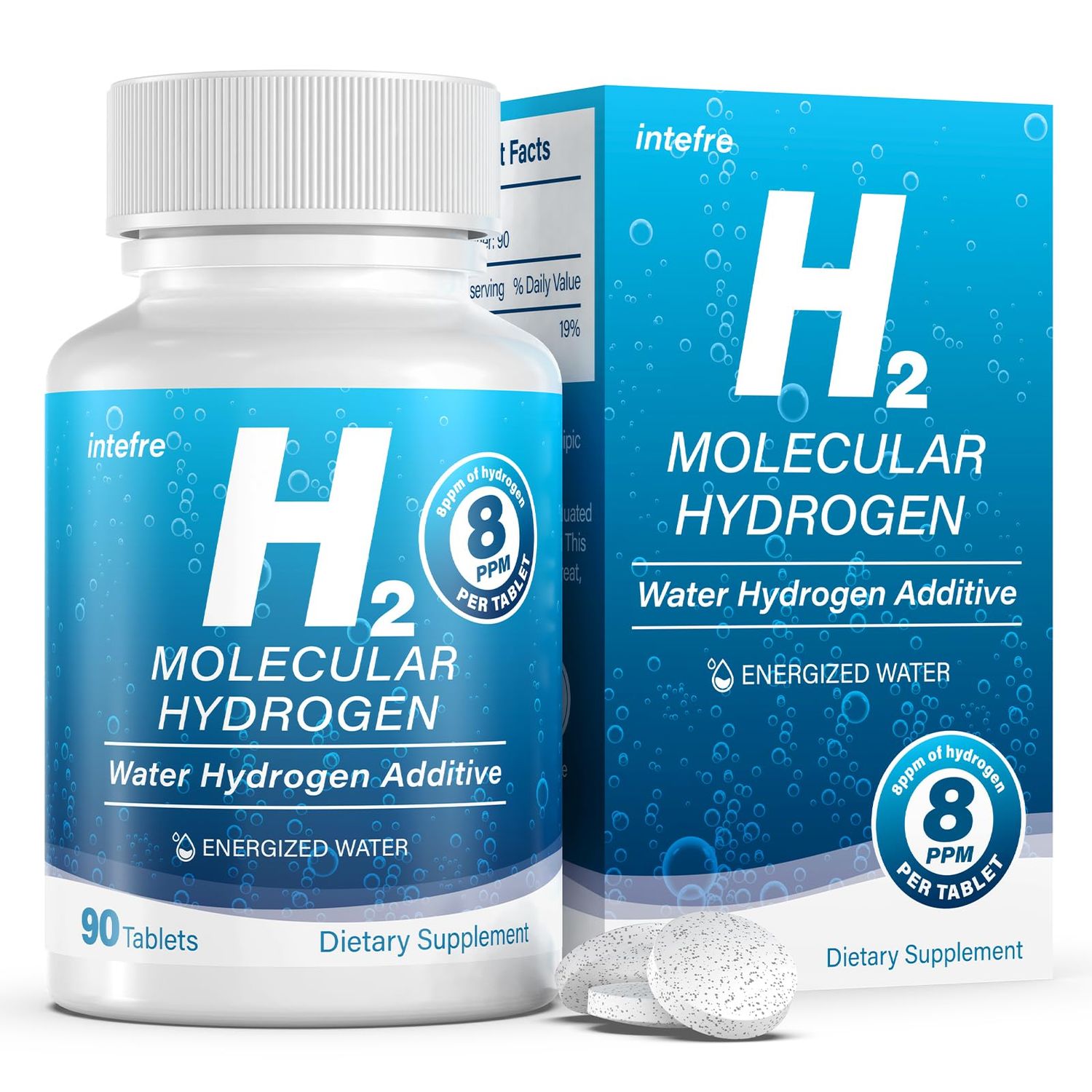 Hydrogen Water Tablets, Hydrogen Tablets for Drinking Water 90 Servings-Molecular Hydrogen Water with Magnesium, H2 Supplement for Cognitive Performance Brain Health, Non-GMO
