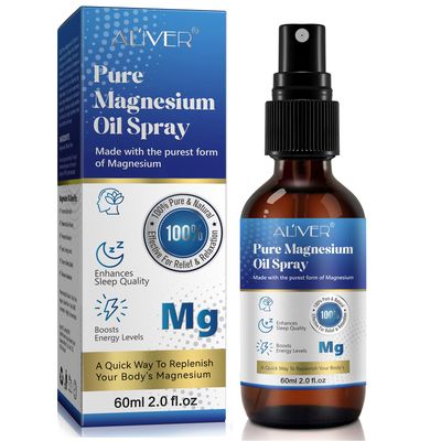 Magnesium Oil for Feet (2 fl oz), Pure Magnesium Oil Spray, Topical Magnesium Spray Glass Bottle, Nourish The Skin, Unclog Pores, Easy to Use