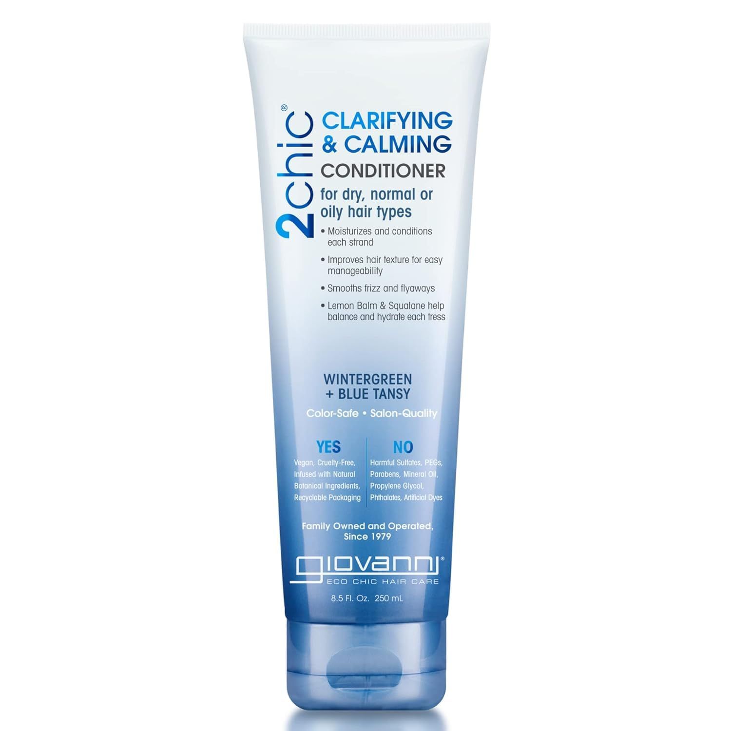 GIOVANNI 2chic Clarifying Calming Conditioner - Clarifying Hair Conditioner, Helps Remove Residue, Hydrating, Detox Conditioner, Color Safe, Wintergreen Blue Tansy - 24 oz
