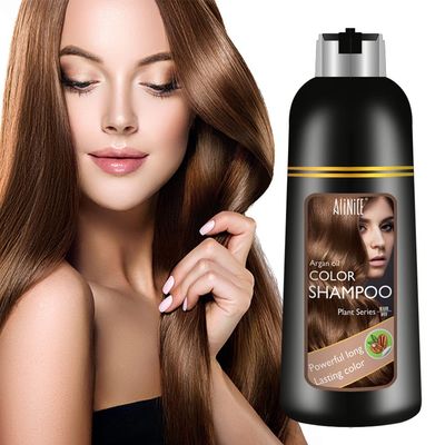ALINICE Gray Hair Shampoo - Enriched Dye Formula with Natural Ingredients - Long Lasting DIY 500ml (dark brown)