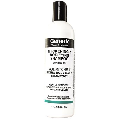 Generic Value Products Thickening Bodifying Shampoo, Helps Repair Damaged Hair, Improves Strength, For Thicker and Fuller Looking Hair, Gentle Cleansing, 12 Oz