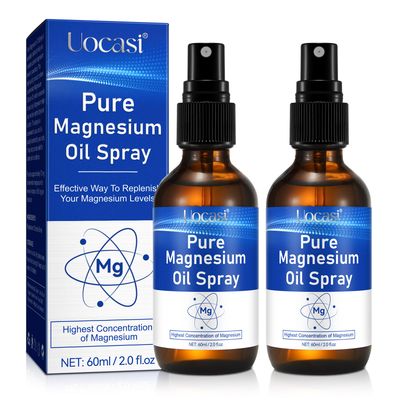 2 Pack Pure Magnesium Oil Spray for Feet, Topical Magnesium Oil Spray Glass Bottle-Nourish The Skin, Unclog Pores, Alleviate Hair Loss 4 fl oz