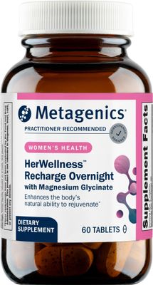 Metagenics HerWellness Recharge Overnight - Women&#39;s Sleep Support Supplement with Magnesium, Holy Basil, Vitamins Zinc - Aids Calm Relaxation - 60 Tablets
